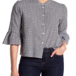 Madewell Gingham Bell Sleeve Button Down XS